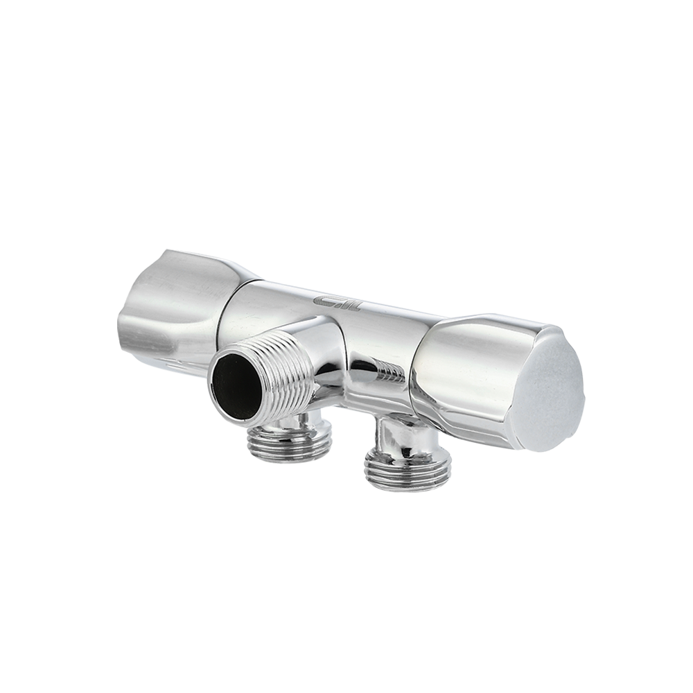 CML2901 Bathroom angle valve brass double outlet valve G1/2 for shower head toilet sink basin water heater bidet sprayer angle valve chrome