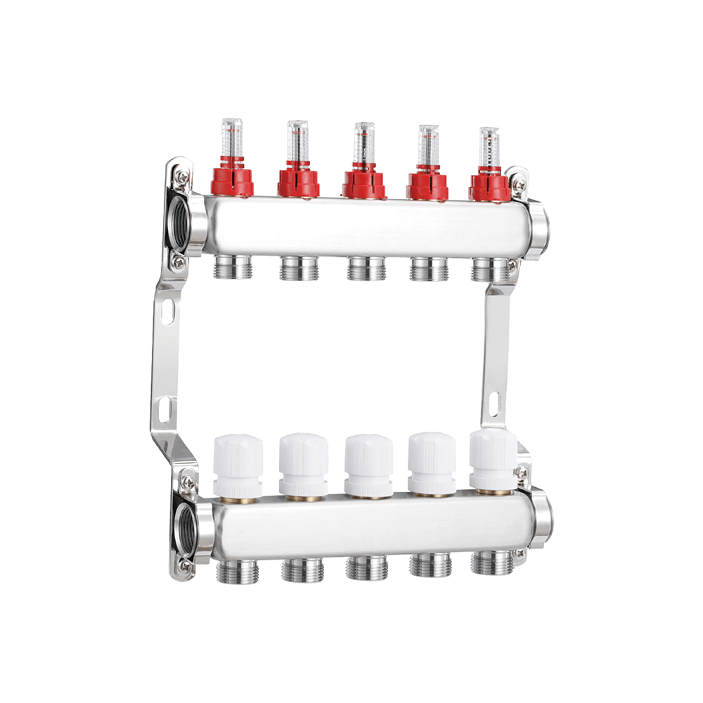 CML67200025 Stainless Steel PEX Manifold with Compatible Outlets for Hydronic Radiant Floor Heating