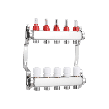 CML67200025 Stainless Steel PEX Manifold with Compatible Outlets for Hydronic Radiant Floor Heating
