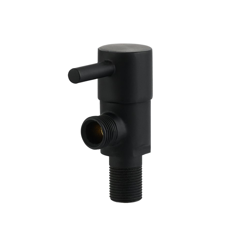 CML2014C Bathroom matt black brass angle valve with rod handle 1/2