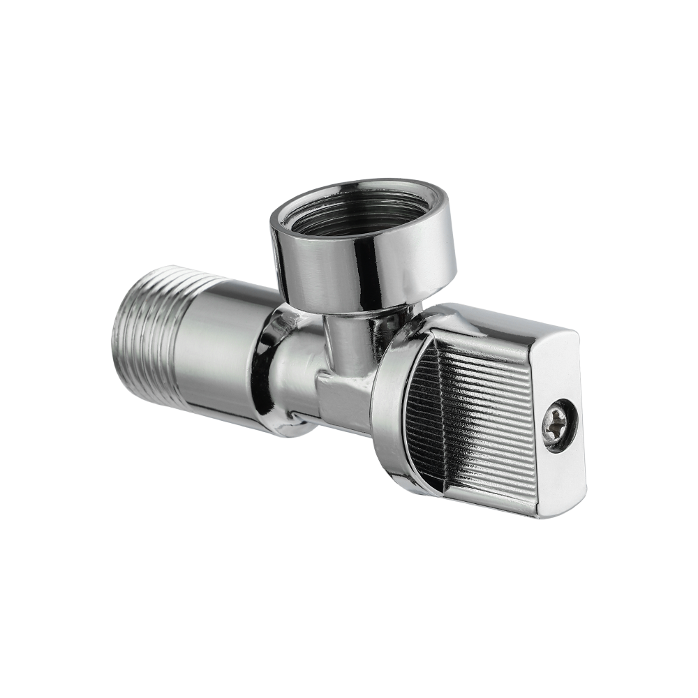 CML2612 Angled type ball valve, wall mounted isolation tap, 1/2"Fx1/2"M, brass, Chrome