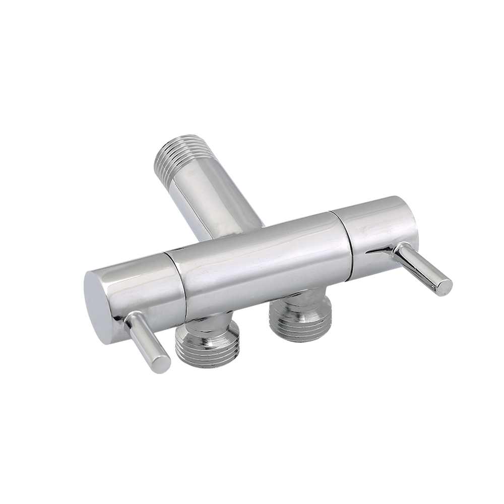 CML2910 Bathroom faucet valve brass angle valve single inlet double outlet double control valve for shower head toilet sink basin water heater 1/2" Chrome