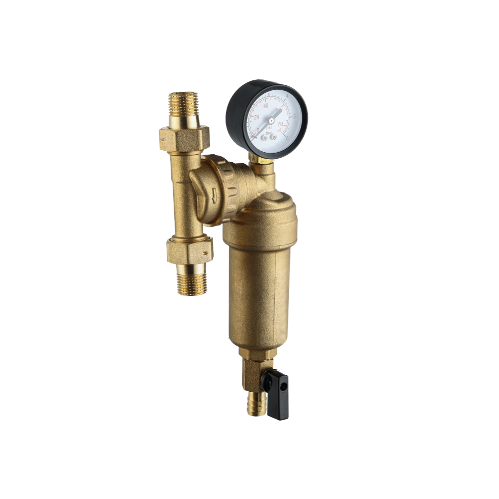 CML9903A High temperature resistance, pre-filter hot water filter whole brass purifier system stainless steel mesh prefilter with gauge hot water 1/2"x1/2"  3/4"x3/4"