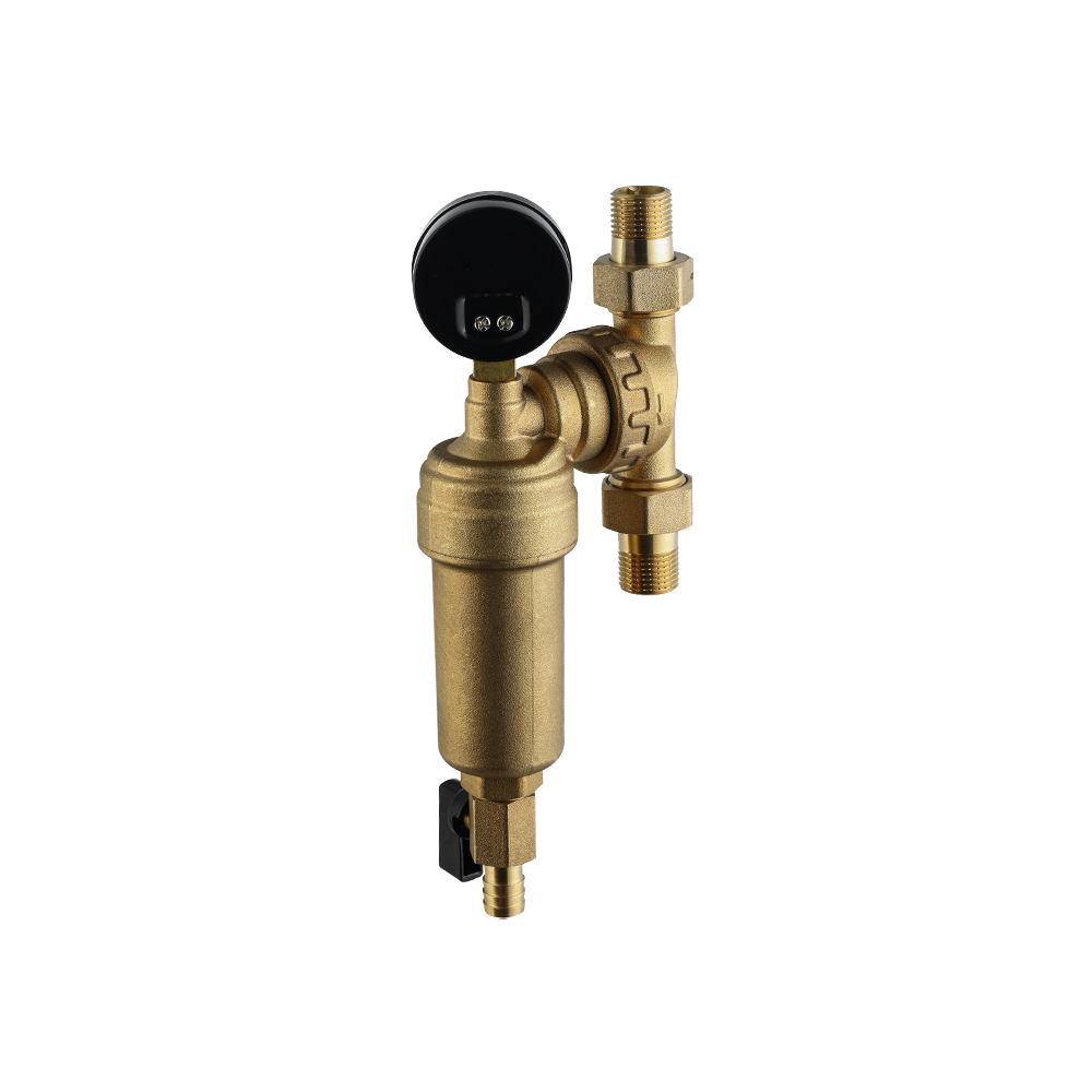 CML9903A High temperature resistance, pre-filter hot water filter whole brass purifier system stainless steel mesh prefilter with gauge hot water 1/2"x1/2"  3/4"x3/4"