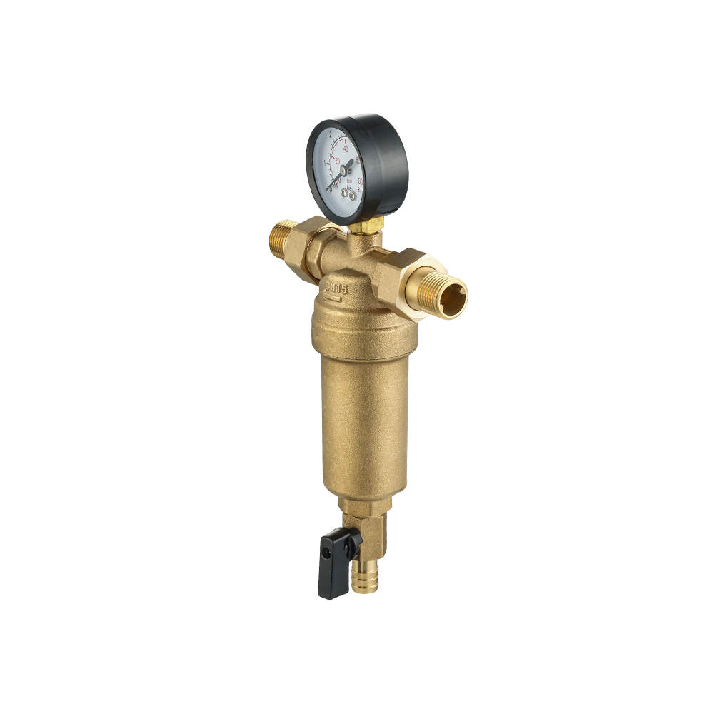 CML9904 High precision pre-filter water filter purifier system pure brass body stainless steel mesh prefiltro withgauge 1/2"   3/4"  1"