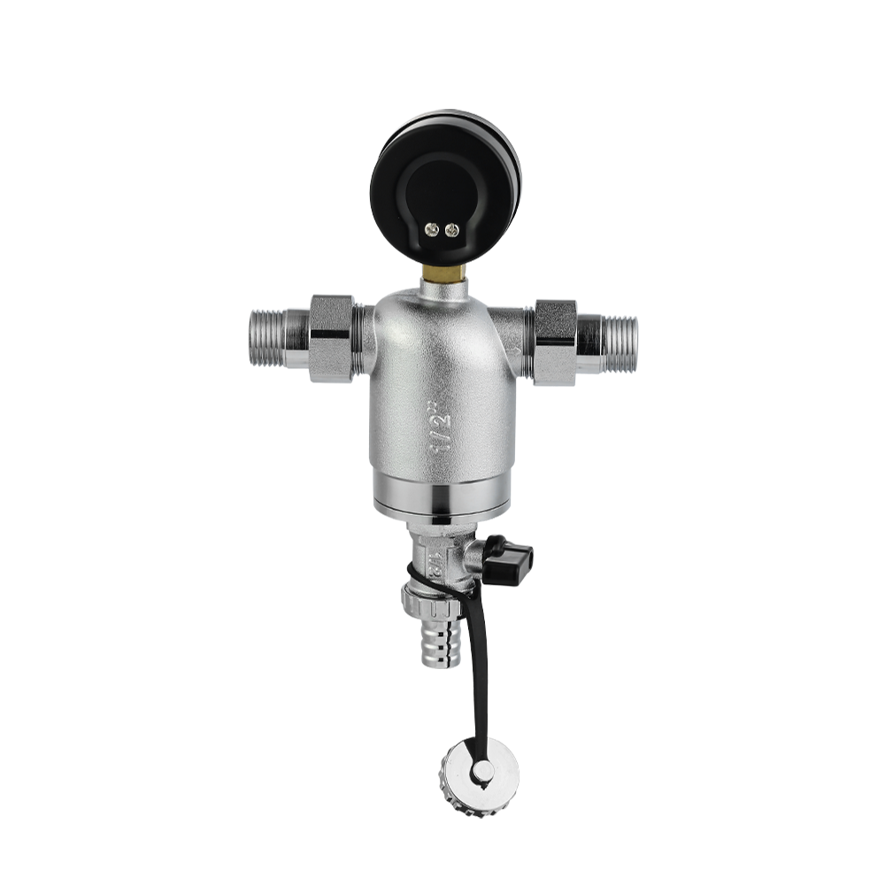 CML9914 Heat-resistance, pre-filter hot water filter whole brass purifier system stainless steel mesh prefilter with gauge hot water 1/2"x1/2" chrome