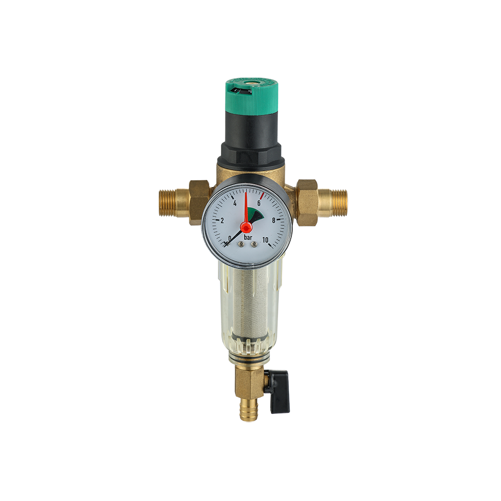 CML9915 Quality hot water pre-filter with pressure gauge 1/2"&3/4"size stainless steel mesh filter smooth easy clean brass 