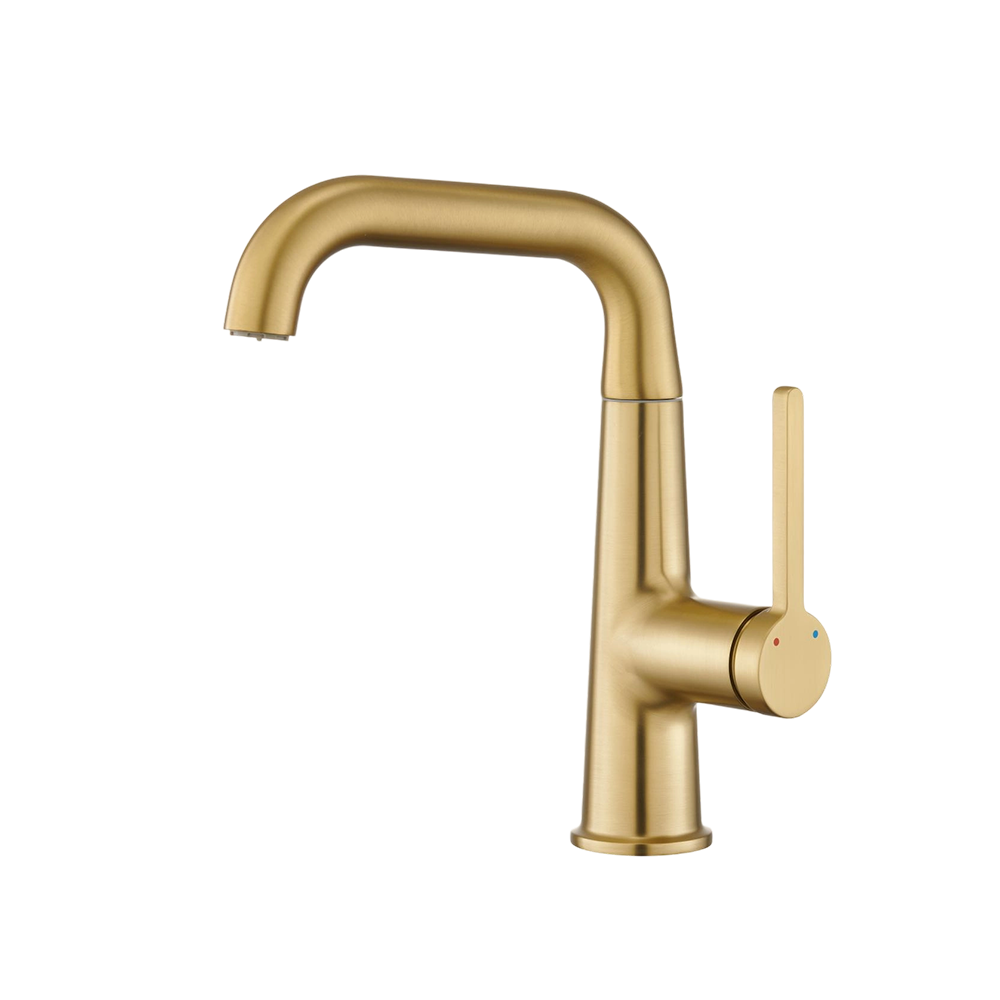 CML30230015A Brushed Brass Convenient Handle Bathroom Basin Faucet with Good Performance 